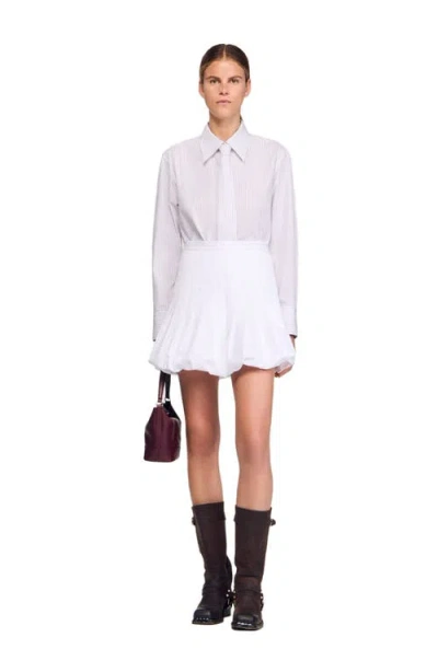 SANDRO SANDRO STRIPED SHIRT WITH DETACHABLE TIE