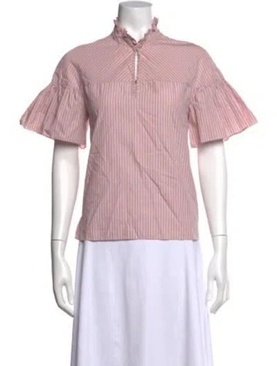 Pre-owned Sandro Striped Short Sleeve Blouse In Multi