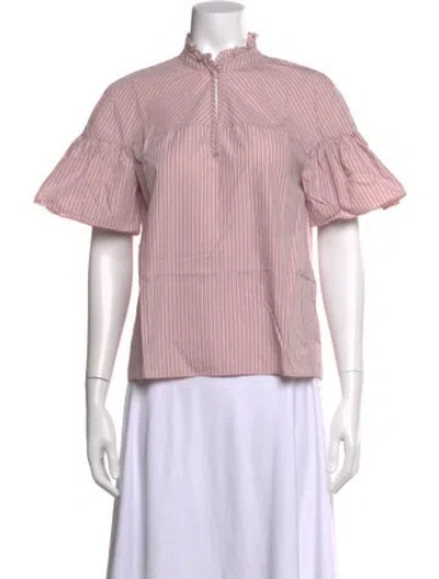 Pre-owned Sandro Striped Short Sleeve Blouse In Multi