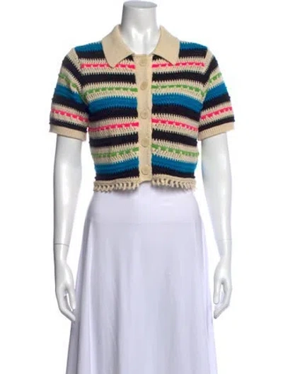 Pre-owned Sandro Striped Short Sleeve Polo In Multicolor