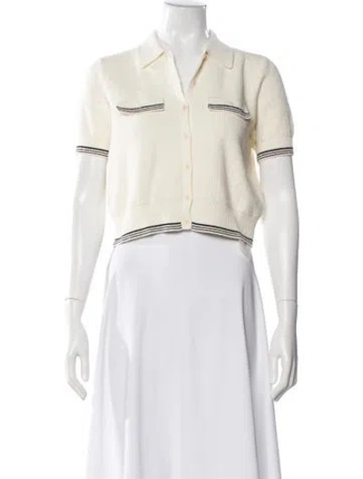 Pre-owned Sandro Striped Short Sleeve Polo In White