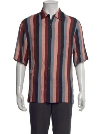 Pre-owned Sandro Striped Short Sleeve Shirt In Black