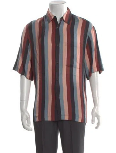 Pre-owned Sandro Striped Short Sleeve Shirt In Black