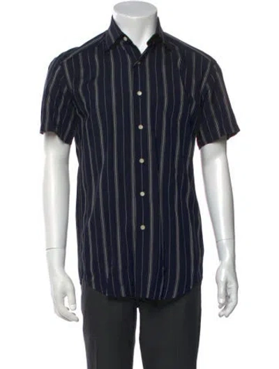 Pre-owned Sandro Striped Short Sleeve Shirt In Blue