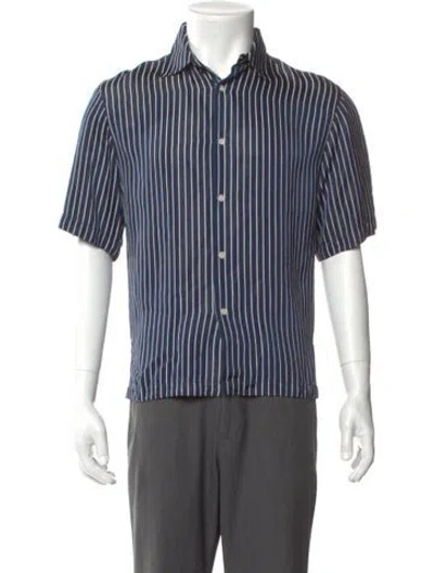 Pre-owned Sandro Striped Short Sleeve Shirt In Blue