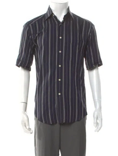 Pre-owned Sandro Striped Short Sleeve Shirt In Blue