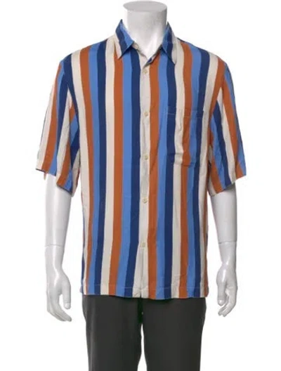 Pre-owned Sandro Striped Short Sleeve Shirt In Blue