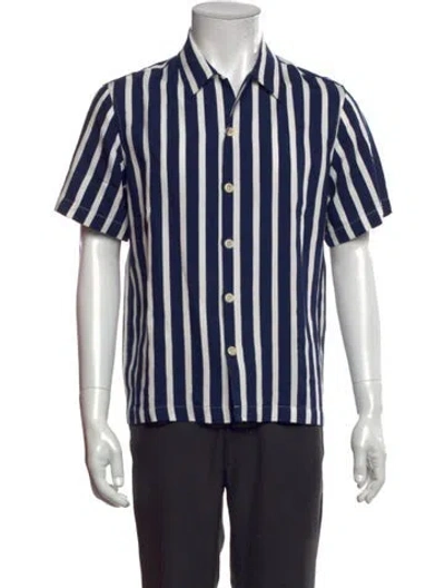 Pre-owned Sandro Striped Short Sleeve Shirt In Blue