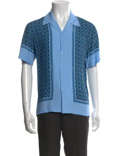 Pre-owned Sandro Striped Short Sleeve Shirt In Blue