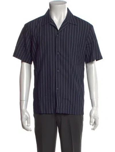 Pre-owned Sandro Striped Short Sleeve Shirt In Blue