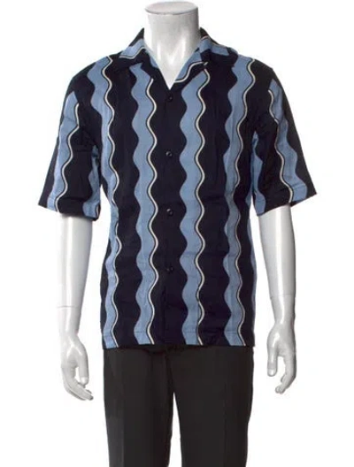 Pre-owned Sandro Striped Short Sleeve Shirt In Blue