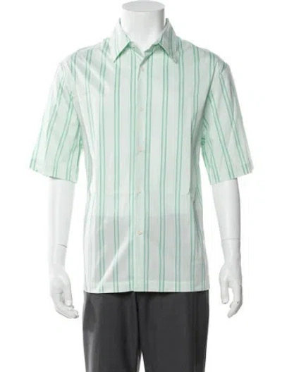 Pre-owned Sandro Striped Short Sleeve Shirt In Green