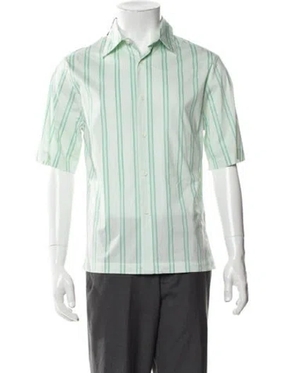 Pre-owned Sandro Striped Short Sleeve Shirt In Green