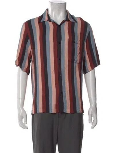 Pre-owned Sandro Striped Short Sleeve Shirt In Neutral