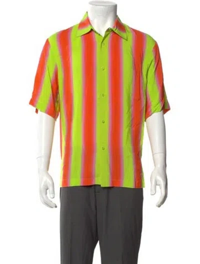 Pre-owned Sandro Striped Short Sleeve Shirt In Orange