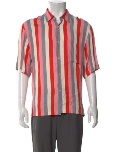 Pre-owned Sandro Striped Short Sleeve Shirt In Red