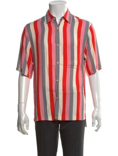 Pre-owned Sandro Striped Short Sleeve Shirt In Red