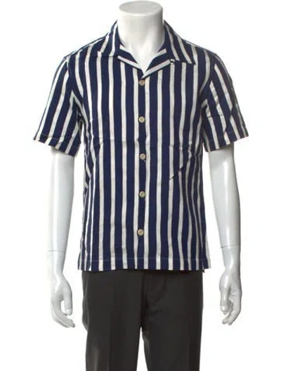 Pre-owned Sandro Striped Short Sleeve Shirt W/ Tags In Blue