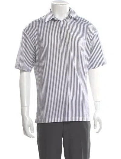 Pre-owned Sandro Striped Short Sleeve Shirt In White