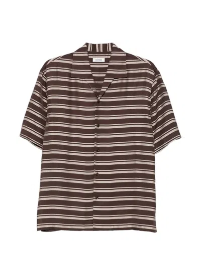 Sandro Striped Short-sleeve Shirt In Brown
