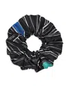 Sandro Striped Silk Scrunchie - Exclusive In Black