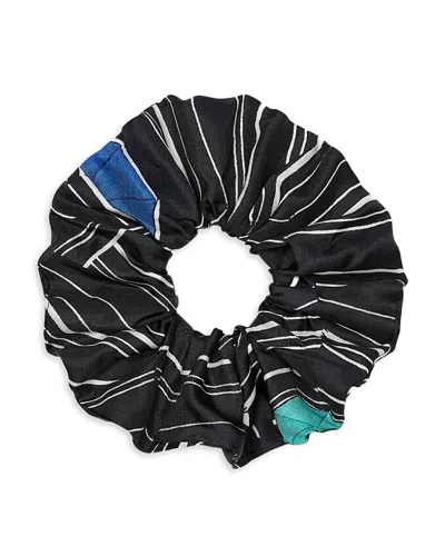 Sandro Striped Silk Scrunchie - Exclusive In Black