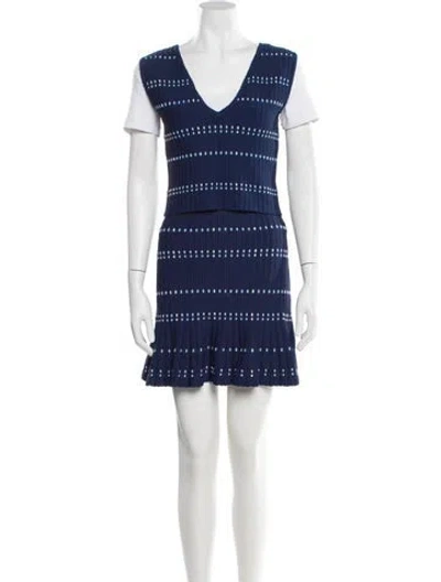 Pre-owned Sandro Striped Skirt Set In Blue