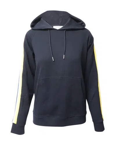 Sandro Striped Sleeve Hoodie In Black Cotton