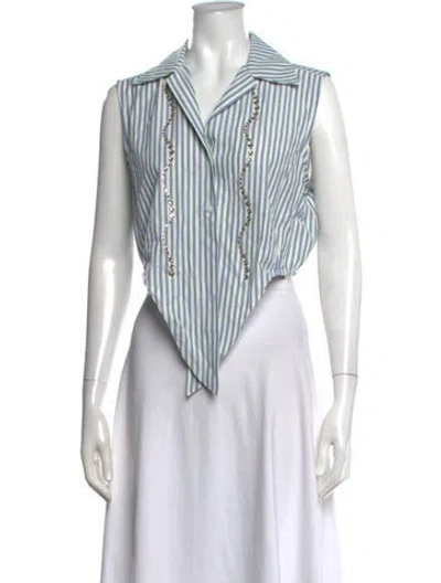 Pre-owned Sandro Striped Sleeveless Blouse In Blue