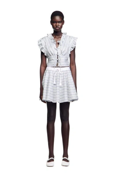 Sandro Striped Sleeveless Crop Top In White