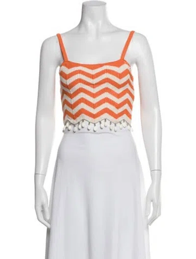 Pre-owned Sandro Striped Square Neckline Crop Top In Orange