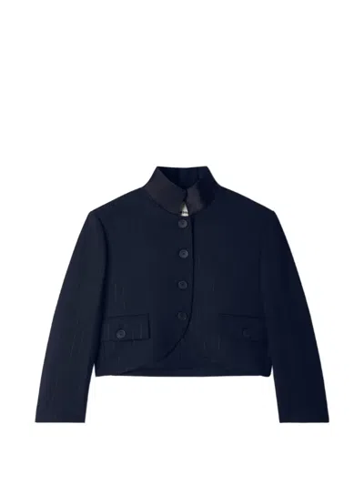 Sandro Striped Stand-up Collar Blazer In Blue