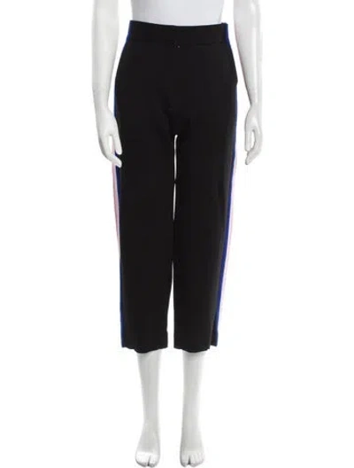 Pre-owned Sandro Striped Straight Leg Pants In Black