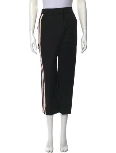 Pre-owned Sandro Striped Straight Leg Pants In Black