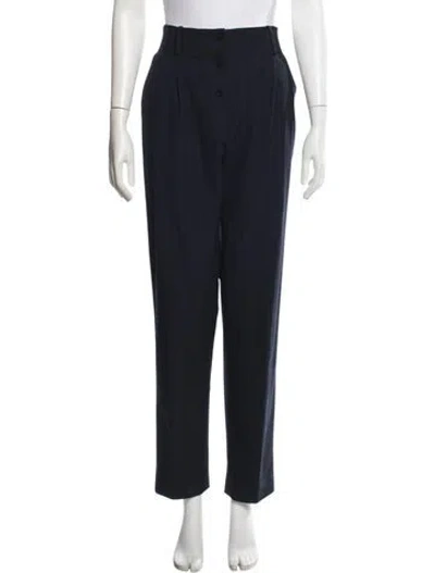 Pre-owned Sandro Striped Straight Leg Pants In Black