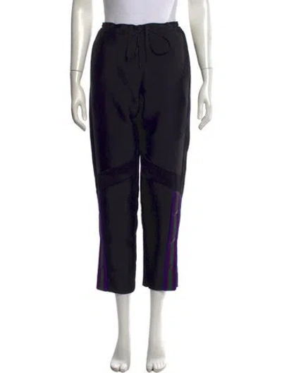 Pre-owned Sandro Striped Straight Leg Pants In Black