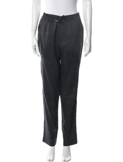 Pre-owned Sandro Striped Straight Leg Pants In Blue