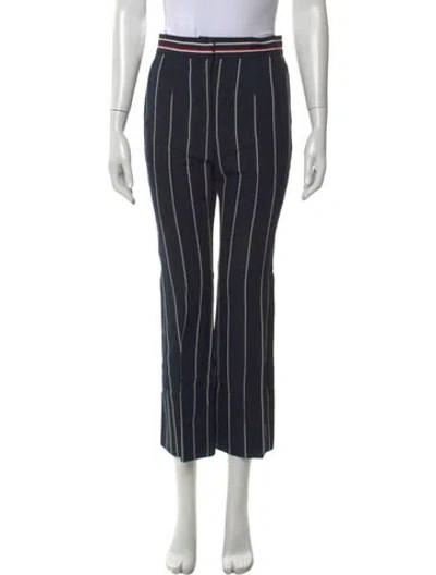 Pre-owned Sandro Striped Straight Leg Pants In Blue