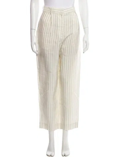 Pre-owned Sandro Striped Straight Leg Pants In Neutral