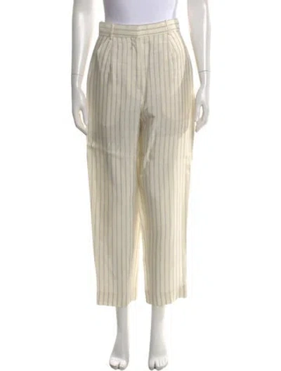 Pre-owned Sandro Striped Straight Leg Pants In Neutral
