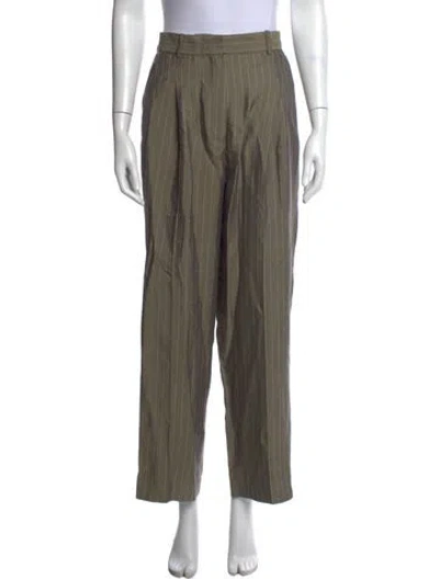 Pre-owned Sandro Striped Straight Leg Pants In Neutrals