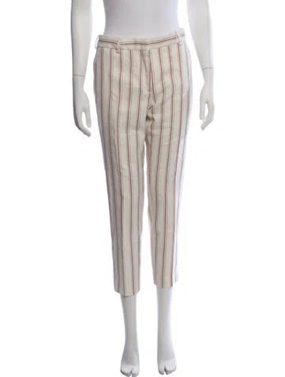 Pre-owned Sandro Striped Straight Leg Pants In Neutrals/red