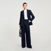 Sandro Striped Suit Jacket In Blue