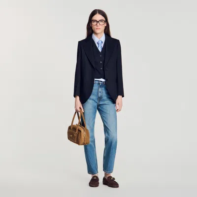 Sandro Striped Suit Jacket In Blue