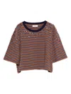 Sandro Striped Rhinestone T-shirt In Multi