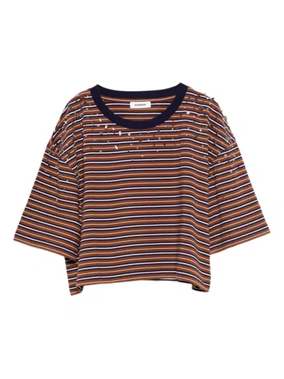 SANDRO STRIPED T-SHIRT