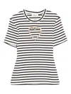 Sandro Gestreiftes T-shirt In White