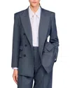 Sandro Striped Tailored Jacket In Blue