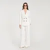 Sandro Striped Tailored Jacket In White