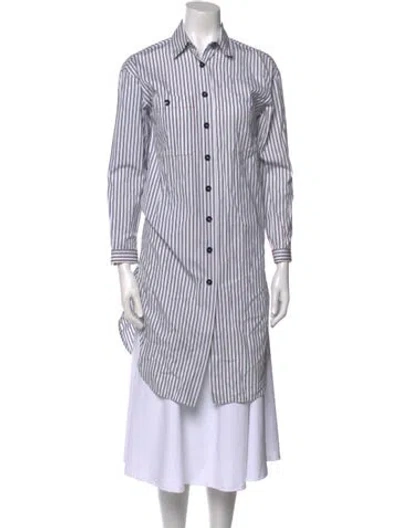Pre-owned Sandro Striped Three-quarter Sleeve Tunic In White